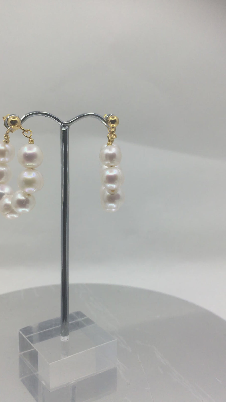 18ct Gold Pearl Hoop Earrings