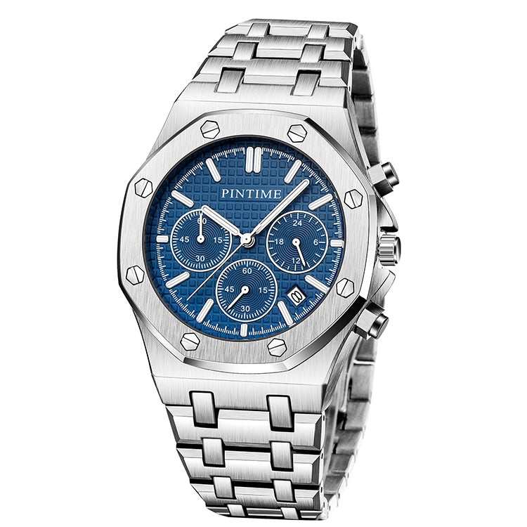 Chronograph watch blue face