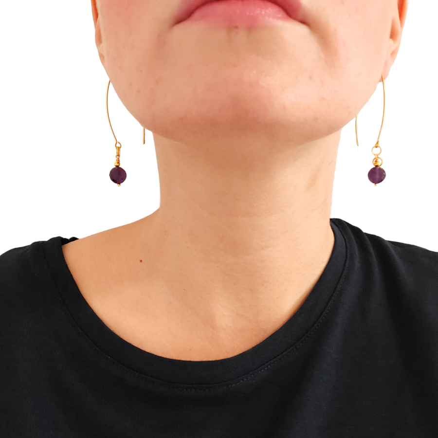 Amethyst hoop earrings, Amethyst earring, Large gold hoop earrings, 18ct gold hoop earrings, ladies earrings,  bridal jewellery, gift for bridesmaids, gift for her, gift for wife, gift for girlfriend, bridal jewellery