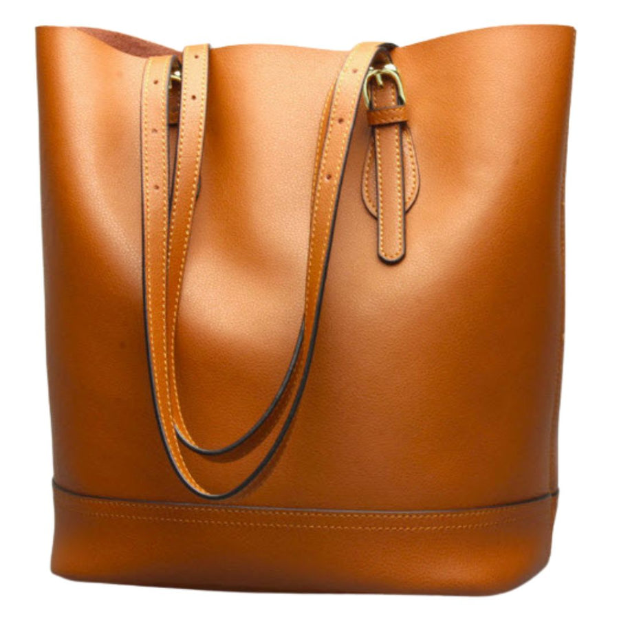 tote leather handbag in brown