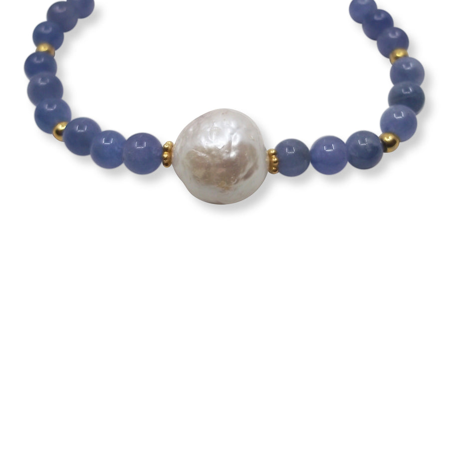 Tanzanite  and Edison pearl bracelet,  