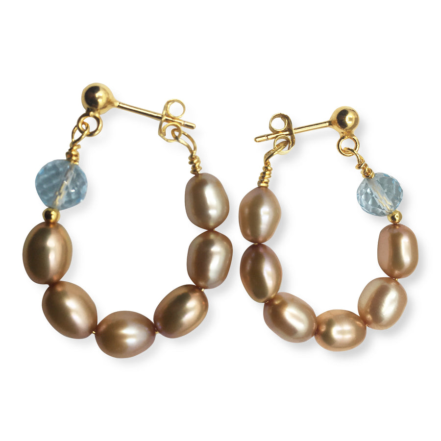 Gift for her Gift ideas Wife for wife  Large pearl earrings Wedding earring topaz earrings