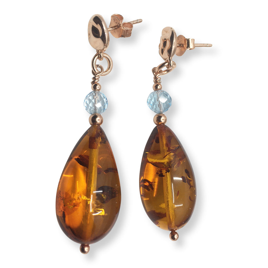 Luxury amber earrings, Monica Vinader earrings gift for him, gift for her, boyfriend gift, girlfriend gift, large amber earrings, sterling silver opaz earrings