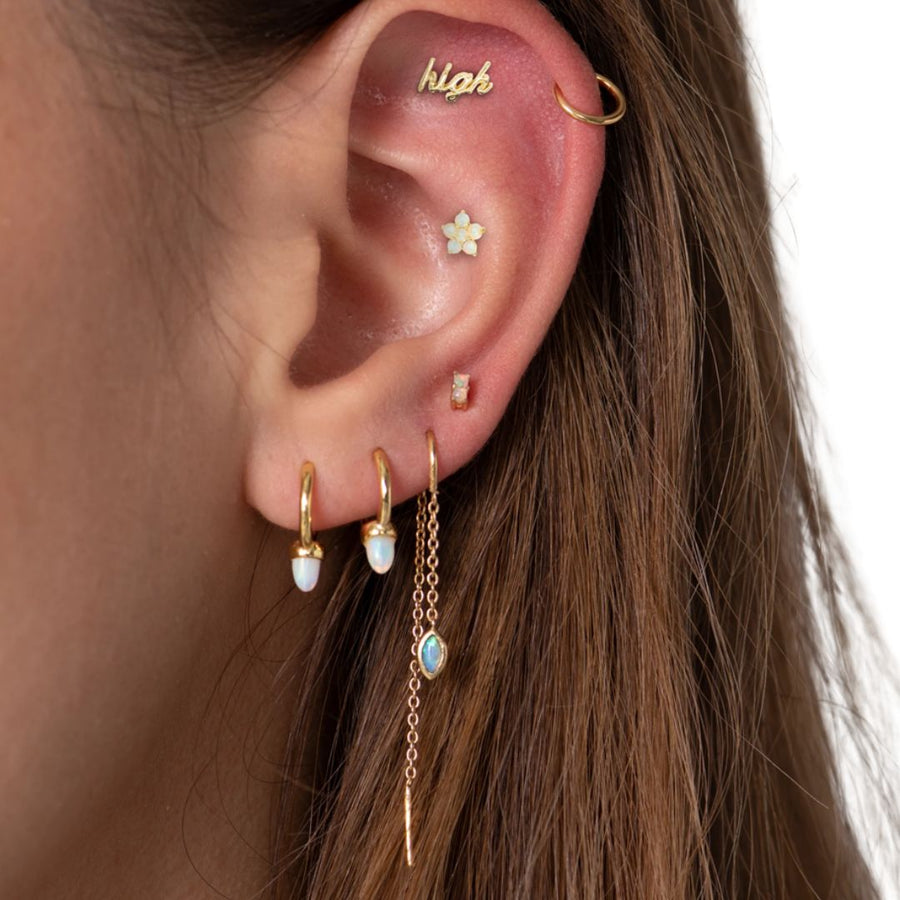 Gift For Her: Ladies Opal Earings: 925 Sterling Silver Vermeil Jewellery Small Huggie hoop with Opal or Turquoise Spike Earrings For Women