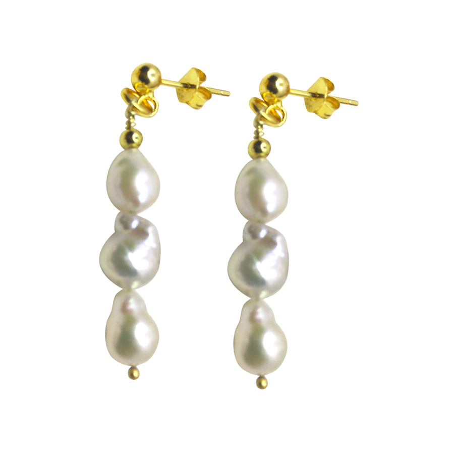 Pearl Drop Earrings: Bridal Earrings,18ct Gold Long White Teardrop Pearl Earrings