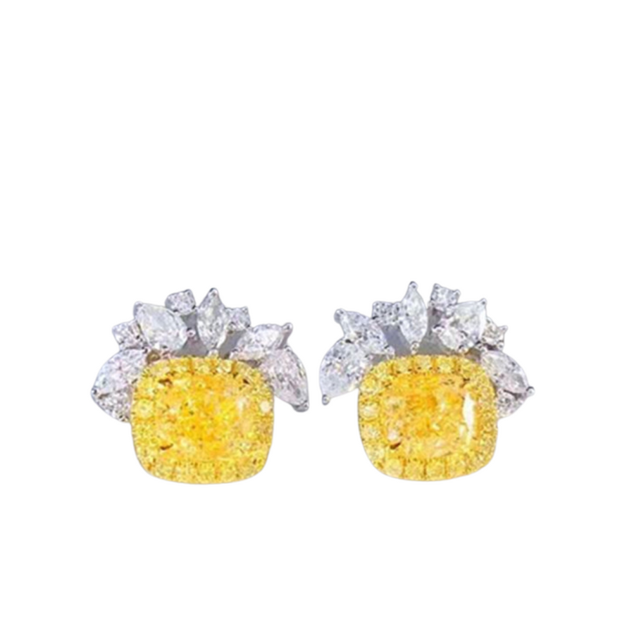 18k gold 1.032ct natural yellow diamond stud earring for women